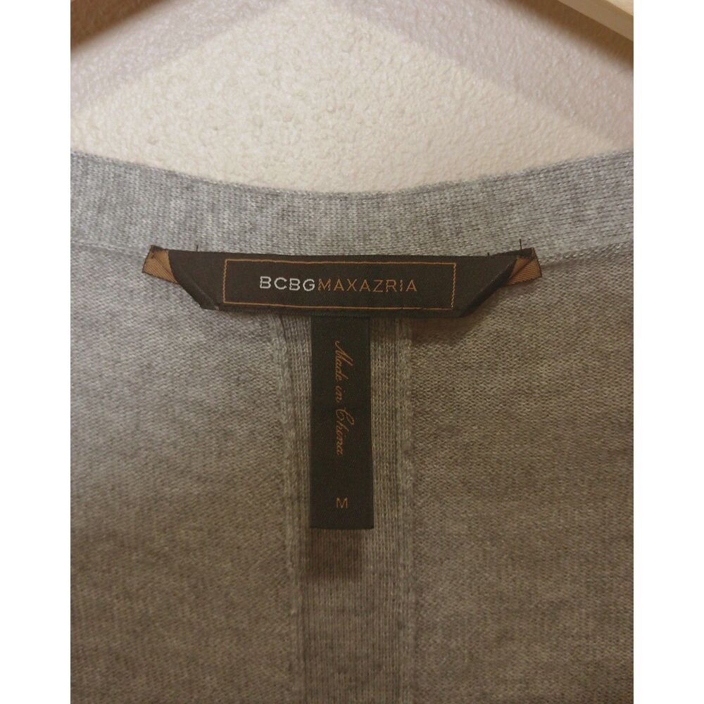 BCBGMAXAZRIA Silk Cashmere Wrap Sweater Gray Buckle Tie Front Cardigan M Romania - Picture 4 of 11